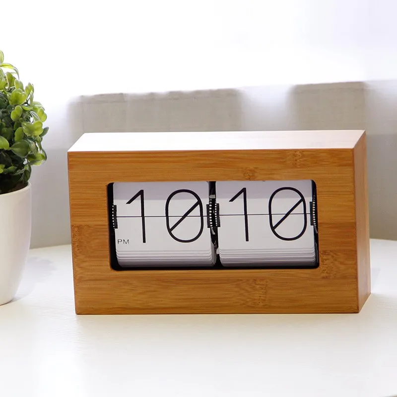 Wooden Box Clock Bamboo Flip Clock Buy Wooden Flip Clock,Auto Flip