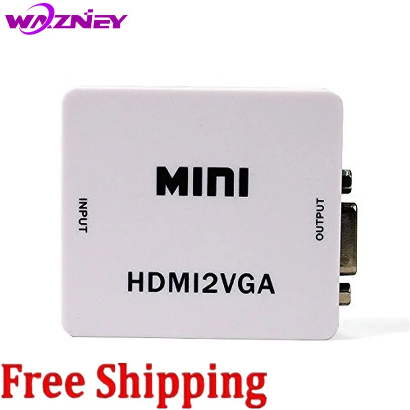

mini HDMI to VGA Converter Box HDMI2VGA Adapter Audio Video Connector HD 1080P