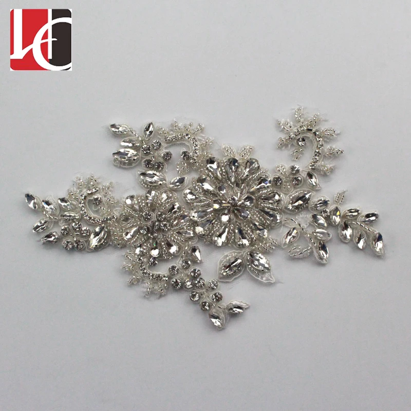 

HC-3397 Hechun Handmade sew on bead wedding gown rhinestone appliques