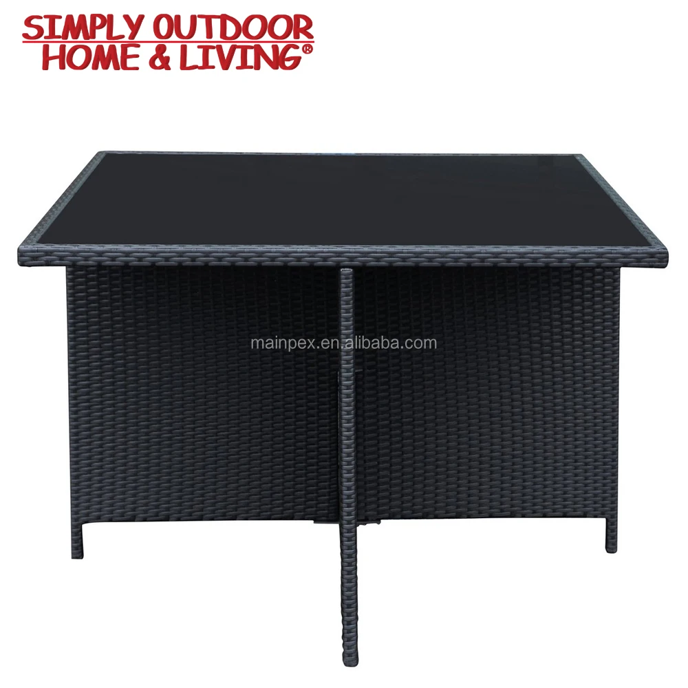 Garden Furniture Outdoor 9 Pieces Black Square Rattan Garden Furniture