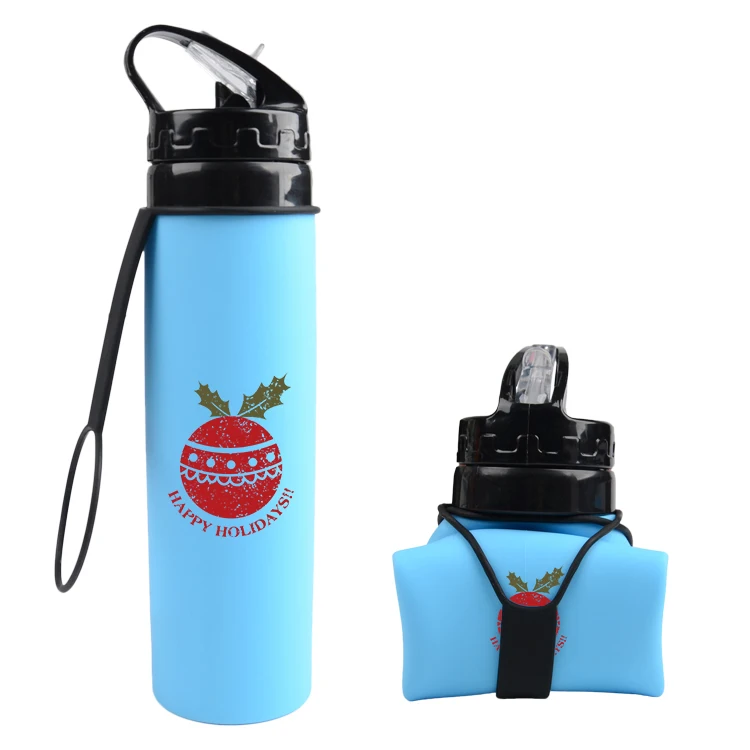 

BPA Free Private Label Shaker Bottle Silicone Collapsible Sports Foldable Water Bottle, Customized color