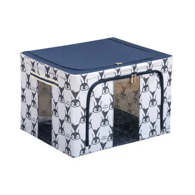 

40080303 Oxford textile fabric covers iron frame large capacity storage box with lid
