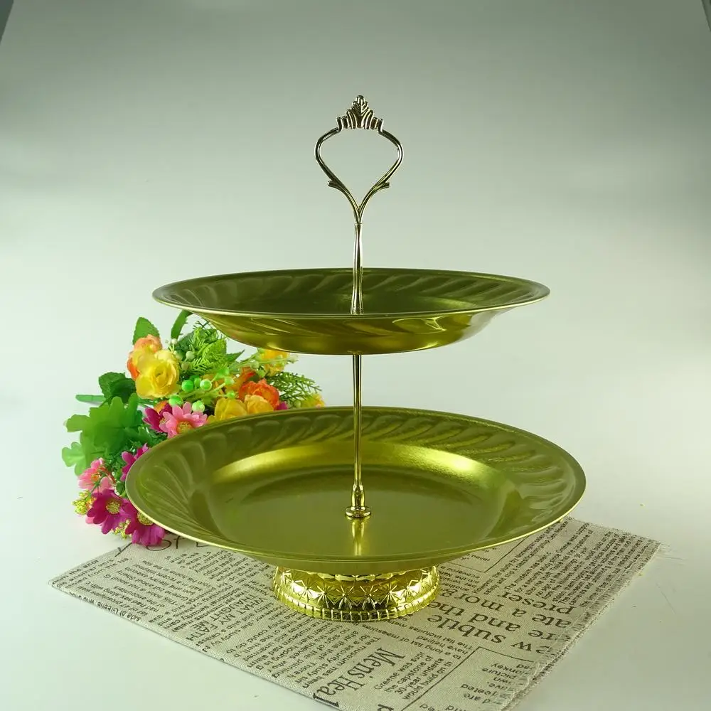 Cheap Bulk Wholesale Round 2tiers Metal Wedding Gold Cake Stand Buy
