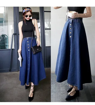 denim long skirts for womens