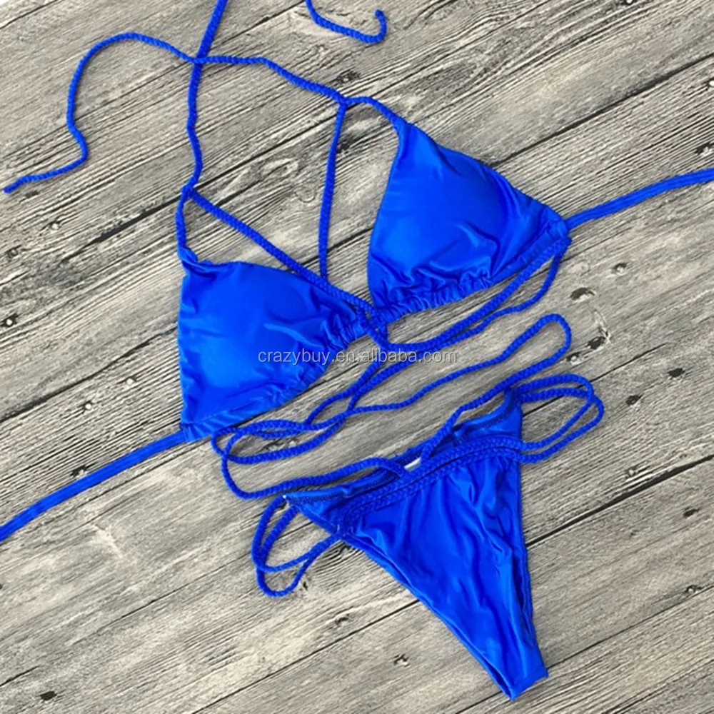 

Sexy Braid Halter Cutout Brazilian 2PCS Women Swimwear Bikini, Picture