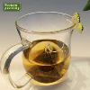 Customized logo printed empty nylon drawstring tea mesh bag with butterfly tag