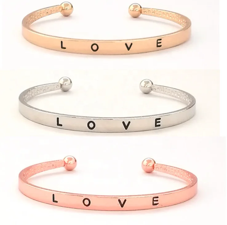 

Wholesale Fashion Jewelry Gold Plated Love Bangle Bracelet, As picture