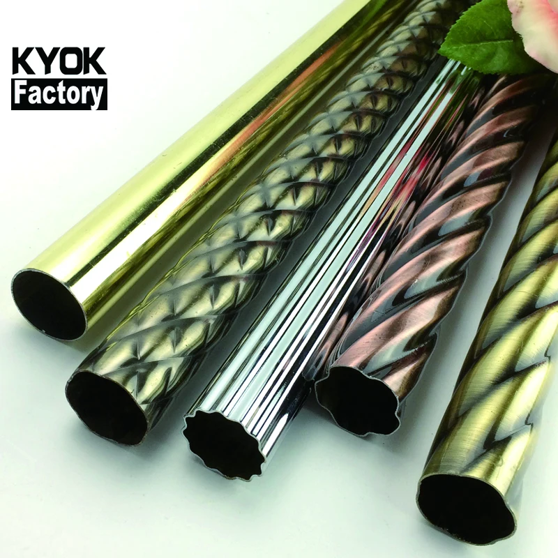 

KYOK 28mm electroplated aluminum curtain pole set with brass curtain pole brackets D910, Ab/ac/sn/gp/cp/bk or customized