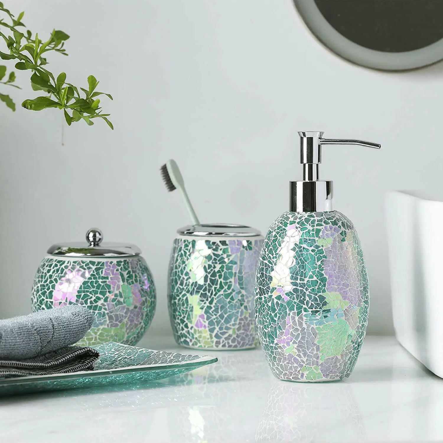 Whole Housewares Bathroom Accessories Set 4 Piece Glass Mosaic Bath Accessory Buy 4 Piece Glass Mosaic Bath Accessory Whole Housewares 4 Piece Glass Mosaic Bath Accessory Set Whole Housewares Bathroom Accessories Set 4 Piece Glass Mosaic Bath Accessory