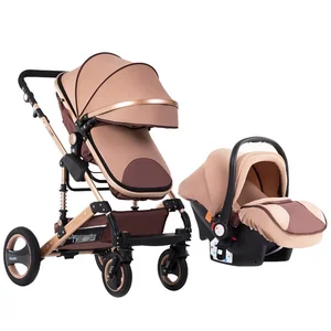 Image of factory wholesale European highview 3 in1 baby stroller with car seat