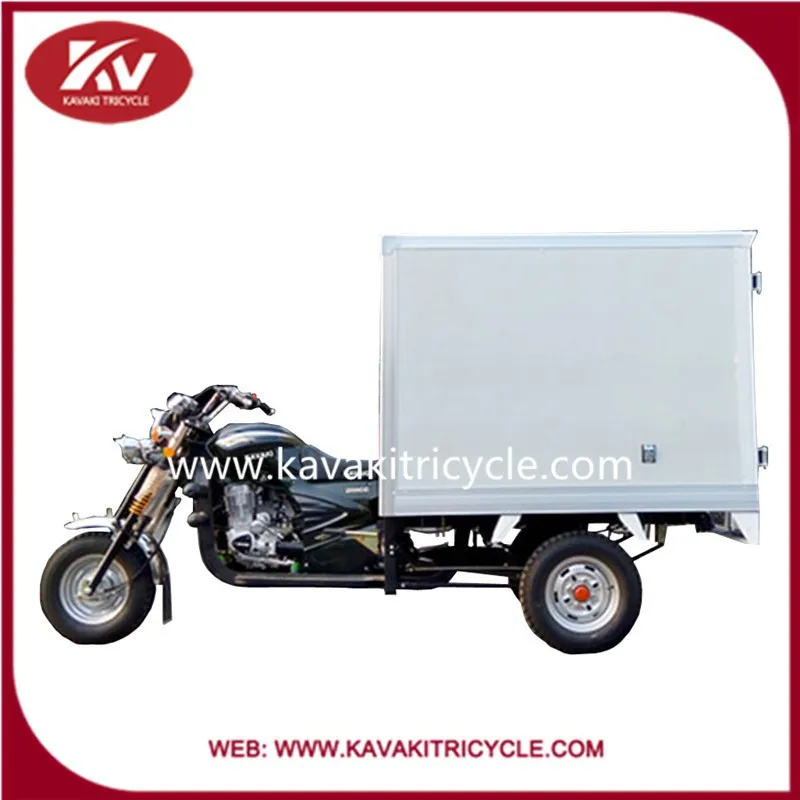 2016 Chinese three wheel motorcycle with good quality closed cargo box 200cc air cooled engine cheap price for sale