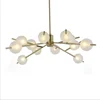 E14 Holder Opal Globes Antique Brass Metal Gold Glass Chandelier for living room
