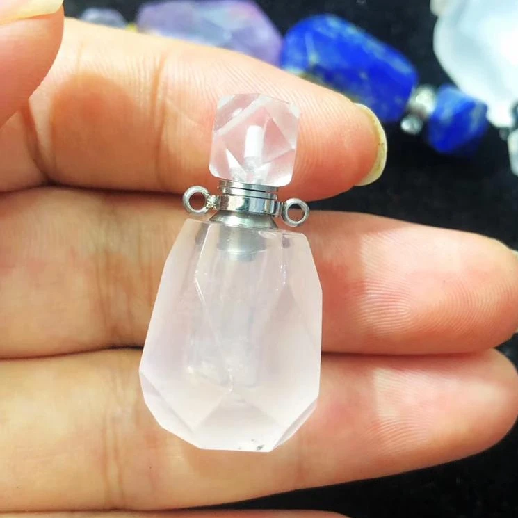 

Natural Wholesale Natural Gemstone Crystal Quartz Perfume Bottle Pendant Necklace