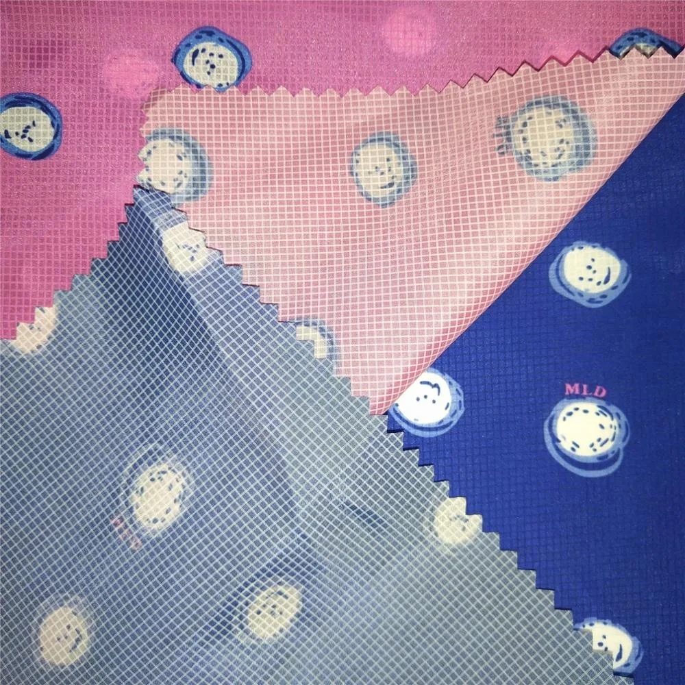 
380T 0.15 Semi-Elastic Ribstop fabric 100%Polyester printing fabric for the Garments 