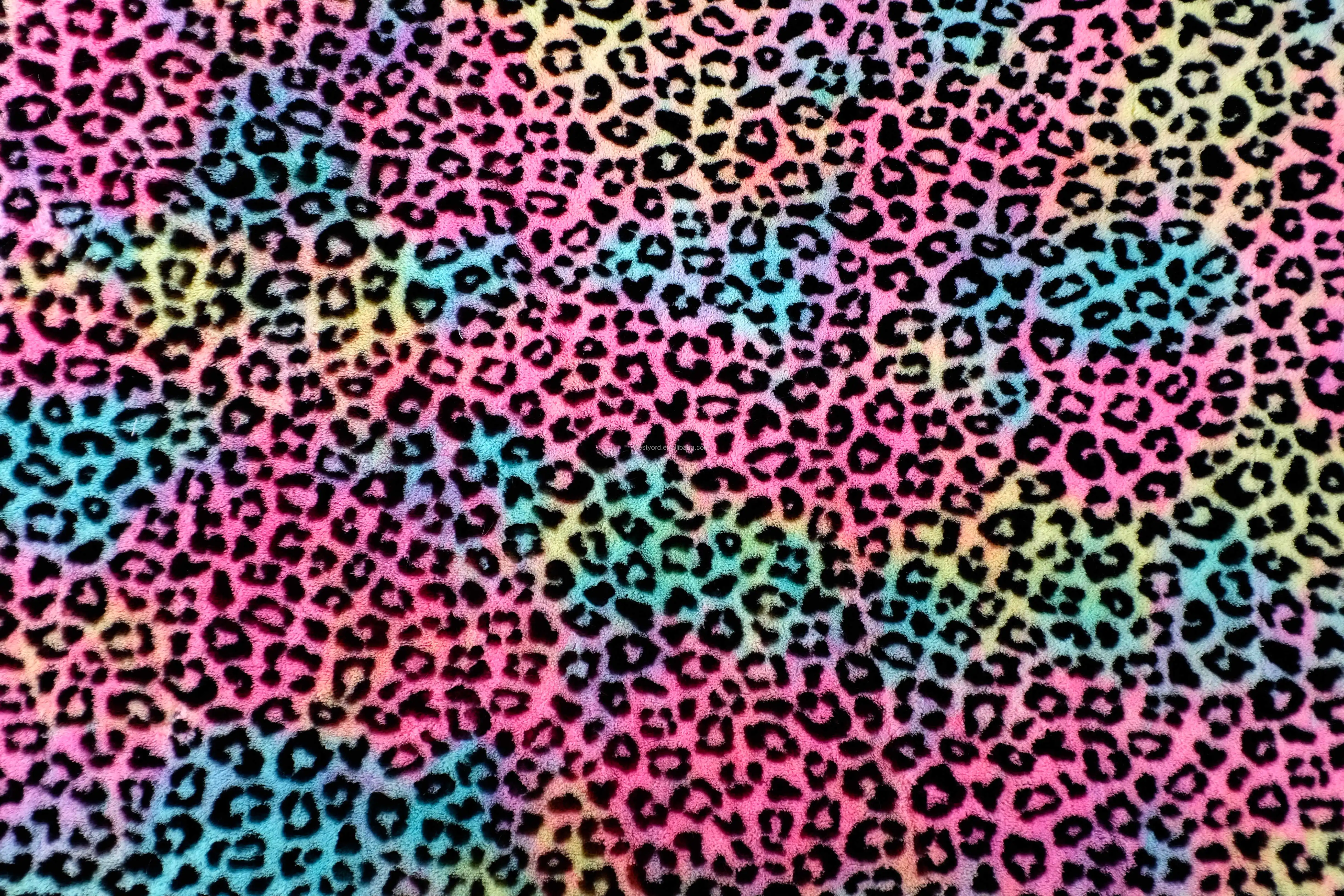 Leopard Rainbow Shaggy Fur,Leopard Design Tie Dye Plush Fabric,Multi ...