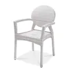 Hotel restaurant outdoor patio dining furniture luxury white wicker chair plastic stackable
