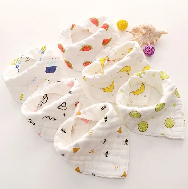 

Useful eco-friendly custom soft 100% cotton muslin baby bibs triangle, As pic or custom