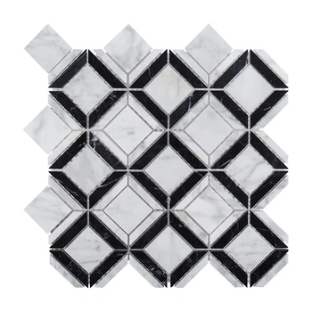 Interior Decoration Black And White Marble Mosaic Floor Tile,Square ...