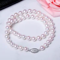 

High quality Wholesale Price 7-7.5mm White Round Akoya Pearl Necklace With High Luster
