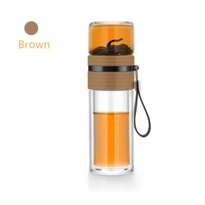 Image of Samadoyo Portable Multifunctional Teacup Double Glass Body Stainless Steel filter NET Separated Cup Water Bottle