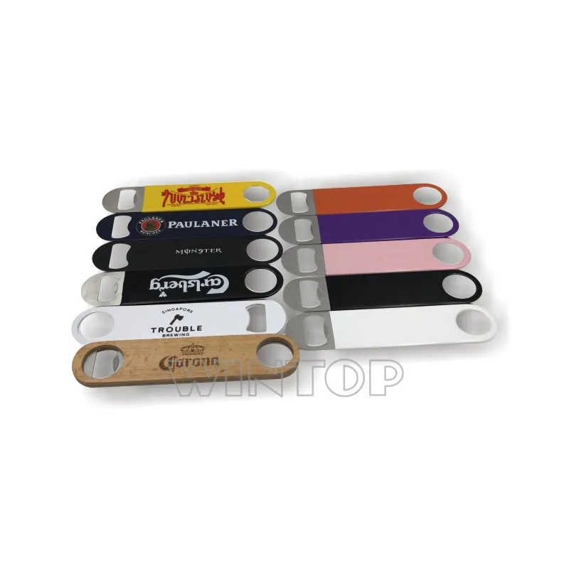 

Ad wholesale customized own logo wooden stainless steel bottle opener card epoxy colorful spray painting Metal bottle opener, Custom color