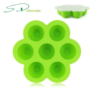 Image of Hot Sale BPA Free Multi-function Silicone Reusable Baby Ice Cube Tray Egg Bites Mold Freezer Food Storage Container With Lid