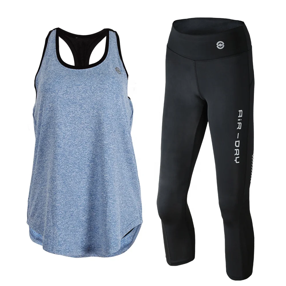 

Women's 2 Pcs Sports Set Loose Sports Tank Top Sheath Pants Set, Blue black