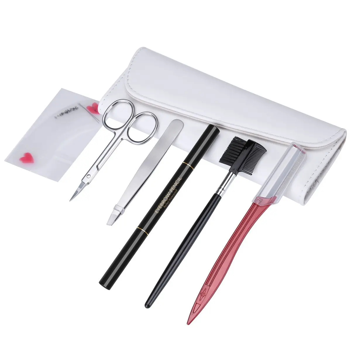 5 In 1 Eyebrow Trimmer Kit, Eyebrow Care Set of Eyebrow Scissors/ Sharper /Eyebrow Pencil /Eyebrow Tweezer /Eyebrow Brush Unisex Eyebrow Shaper