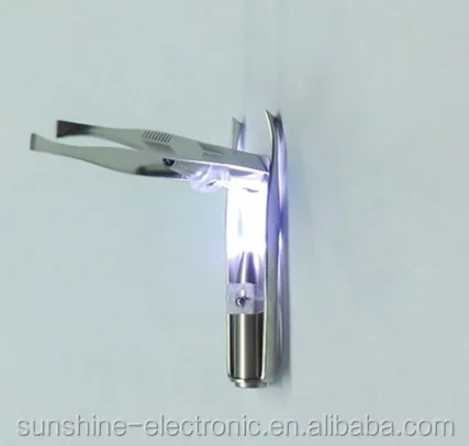 

Tweezer with LED Light Eyebrow Brow Pluck Clip Cosmetic makeupTool, Silver