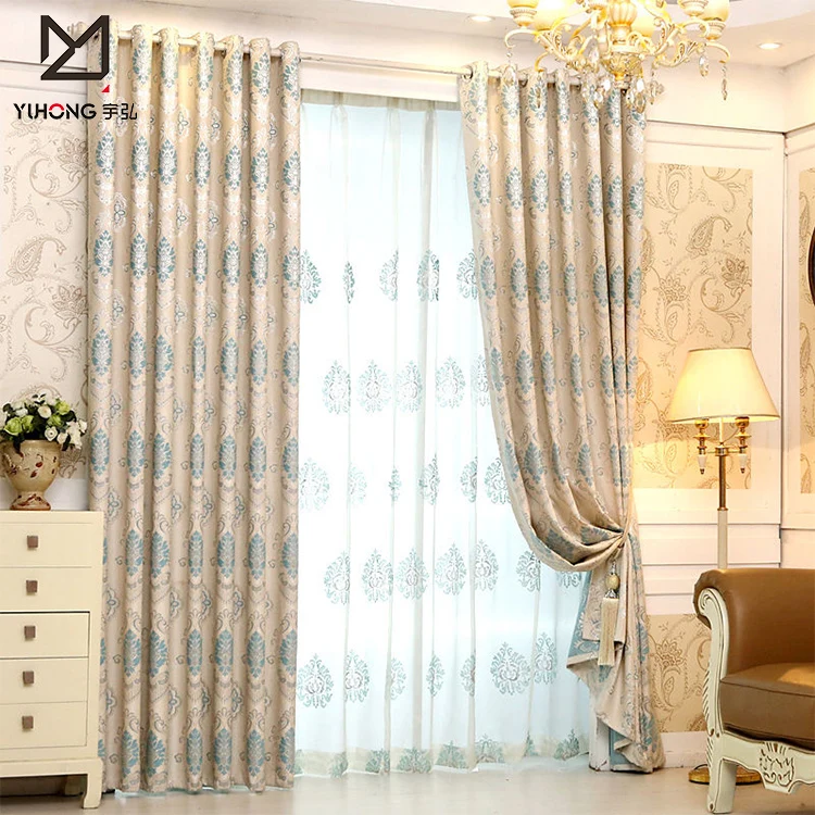 Embroidery Fancy European Head Gray Jacquard Valance Window Curtains