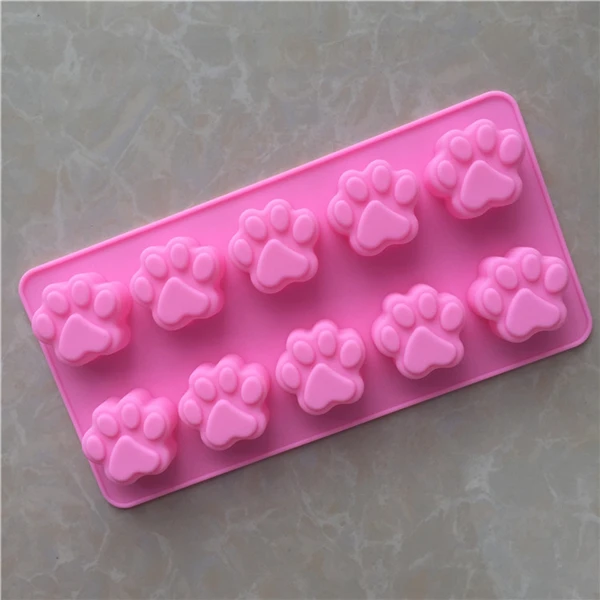 

10 Cavities Cat bear footprint shaped cake mold BPA Free silicone chocolate mold, Stock or customized