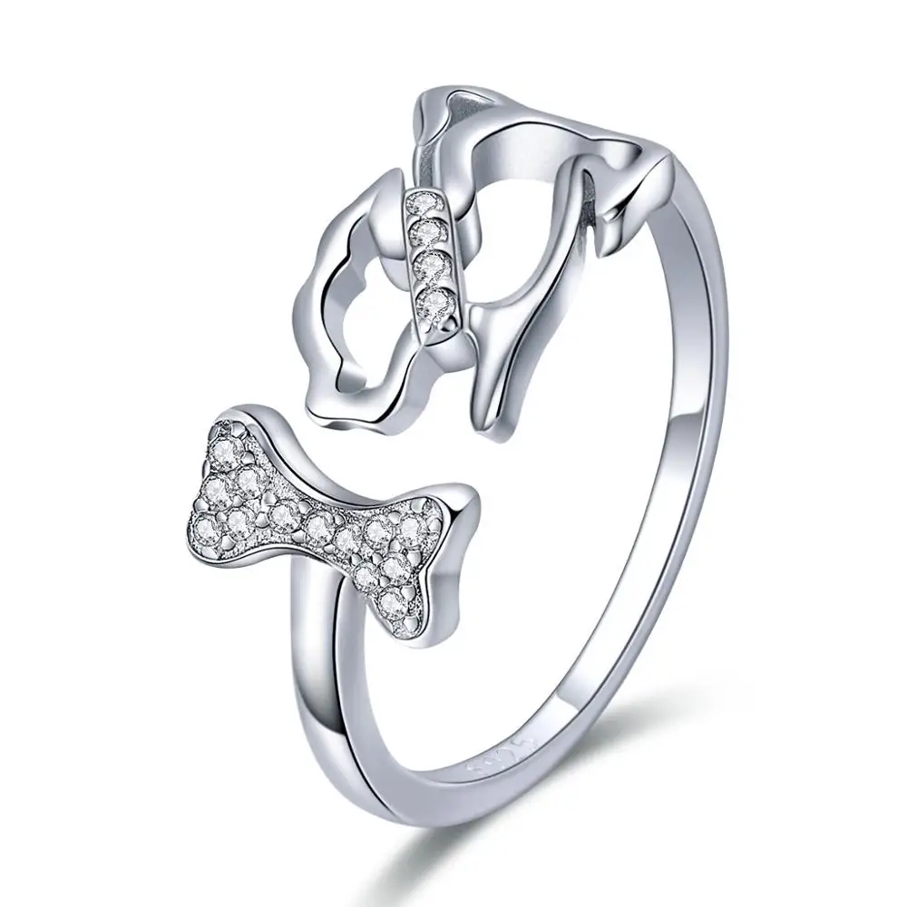 

Cute 925 Sterling Silver Dog Bone Ring  Open Animal Ring Jewelry, Silver color