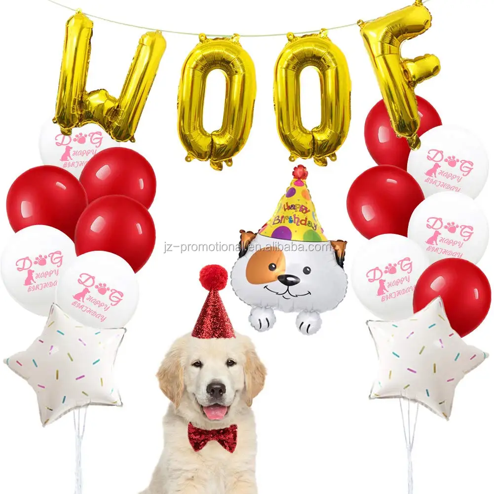 犬ハッピーバースデーパーティーの装飾用品帽子と蝶ネクタイとウーフレターバナー風船犬の誕生日衣装セット Buy 犬パーティーの装飾 横糸バルーン 犬誕生日パーティーの装飾 Product On Alibaba Com