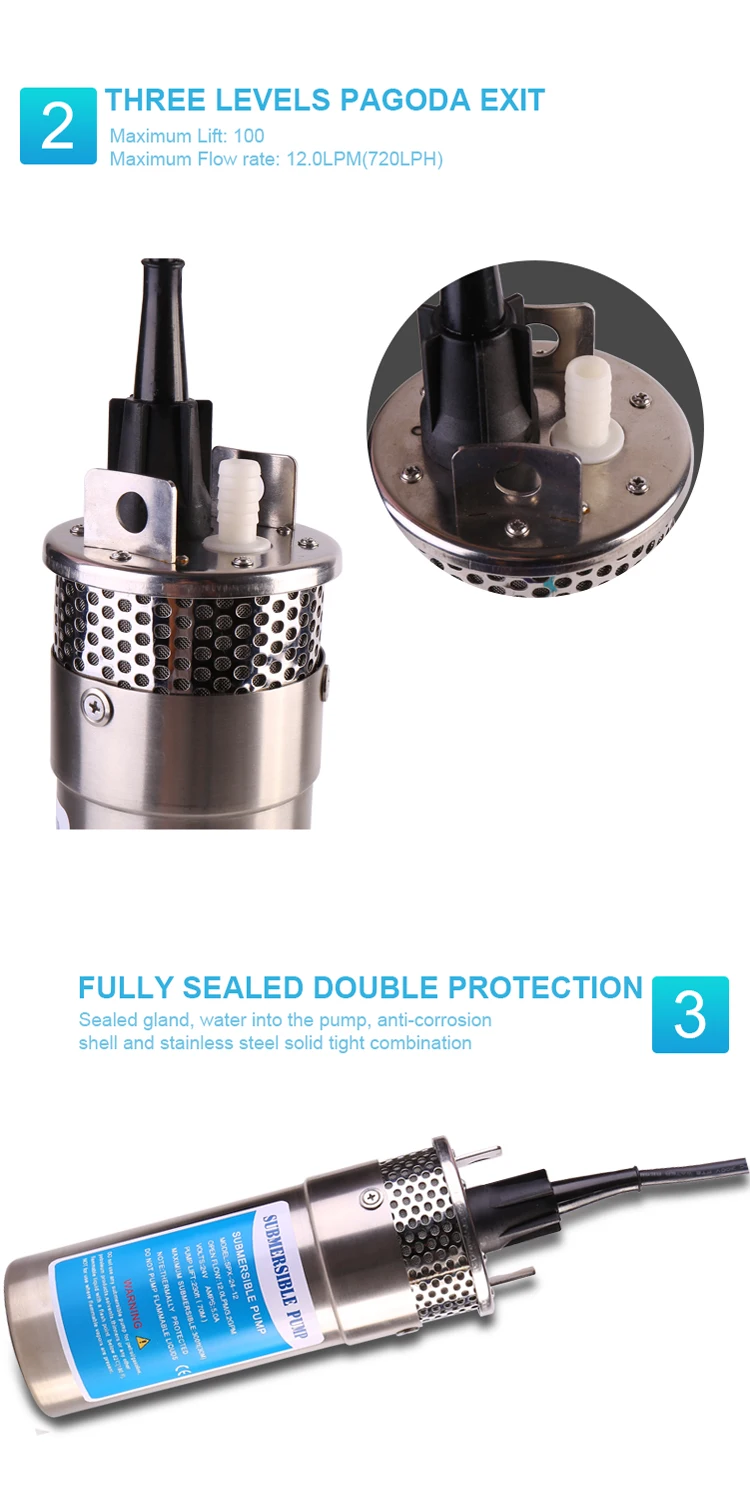 Jatmaker 12v / 24v dc solar submersible water pump agricultural irrigation deep well pump