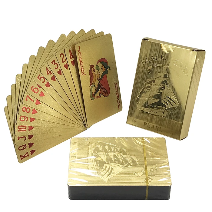 

GS-18148 PET Playing Cards Poker Table Game 24k Golden Plated Poker