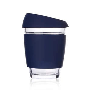 Image of Wholesale Heat-resistant Travel Coffee Cup Glass Reusable Coffee Cup With Silicone Sleeve And Lid