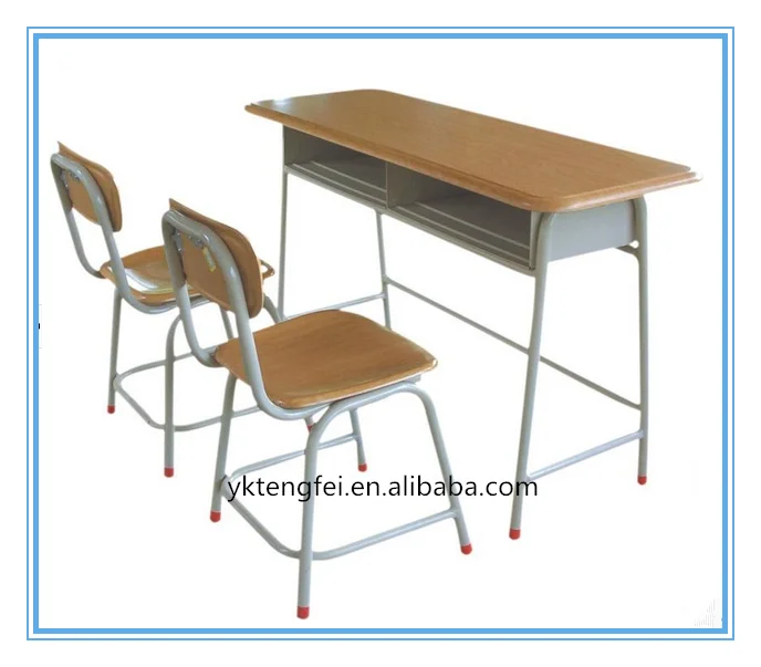 
Werzalit moulded board double student desk and chair for school furniture 