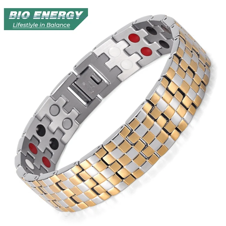 

Wholesale Factory Jewelry Health Stainless steel magnetic bio energy Bracelets, Silver and gold;two tone