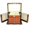 Luxury Antique Wooden Jewelry Packaging Box With Large Mirror And Multi Drawers