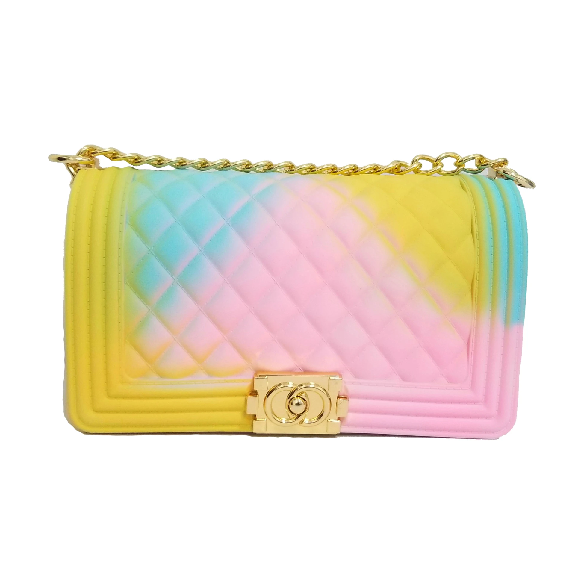 

Shenglu 2021 New Best Quality slide Beach Yellow Blue Pink Travel handbags Beachkin jelly candy Summer bag for women ( XJYH631)