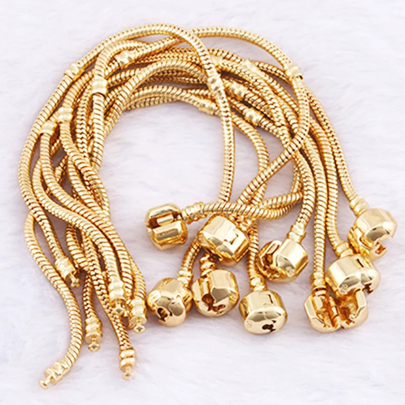 

Jewelry Accessories Gold Snake Chain Bracelet for DIY Beads Three COBBLER J3278