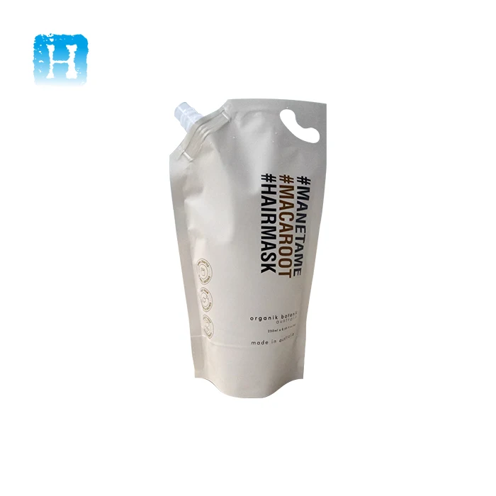 Brown Corner Spout Bag / White Matte Stand Up Liquid Soap Packaging Pouch With Spout