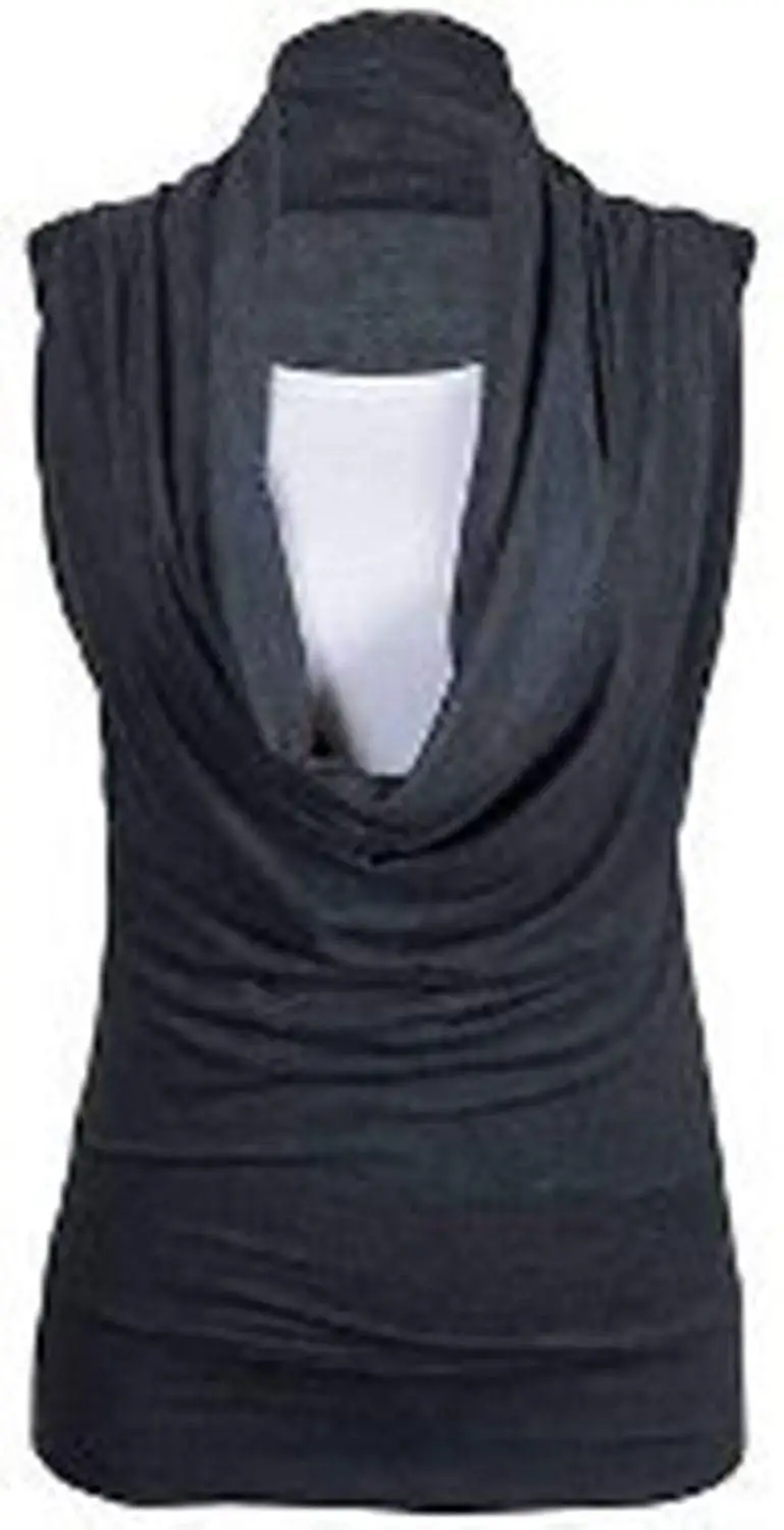 Ladies Womens Gathered Cowl Neck Contrast Insert Long Vest Top Plus Size 8-26