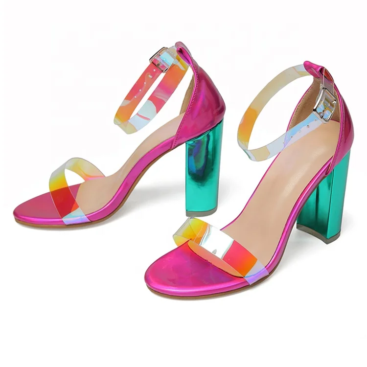 

Wholesale latest women sandals big size 35-42 Dazzling transparent women high heel sandals, Plum