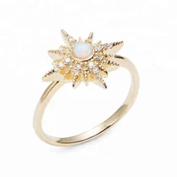 

High quality fashion 925 silver jewelry starburst opal gold wedding ring