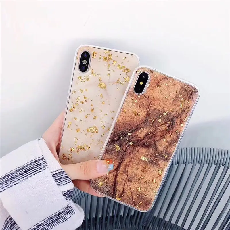 Luxury Gold Foil Bling Marble Phone Case For iPhone X XS Max XR