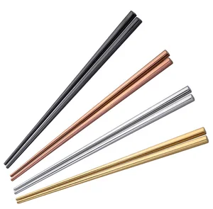Image of gold metal stainless steel chopsticks for china food