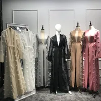 

Latest Spring Summer Designs Elegant Long Sleeve Front Open Abaya Kimono Dress kaftan 2018 Wholesale