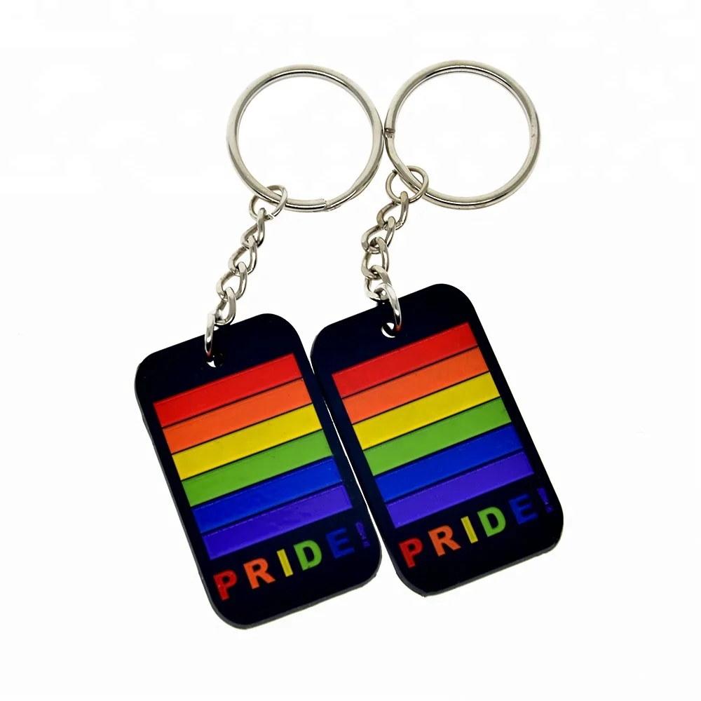 

Wholesale 25PCS/Lot Rainbow Gay Pride Silicone Dog Tag Keychain Promotion Gift, Black;gray