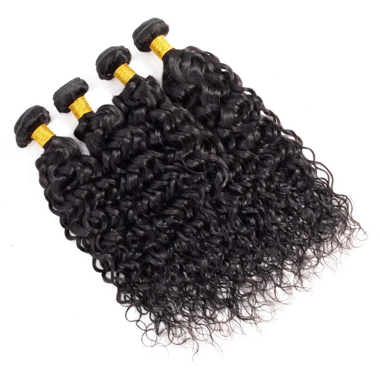 

Fast shipping 4 bundles water wave Brazilian hair, Natural hair black color